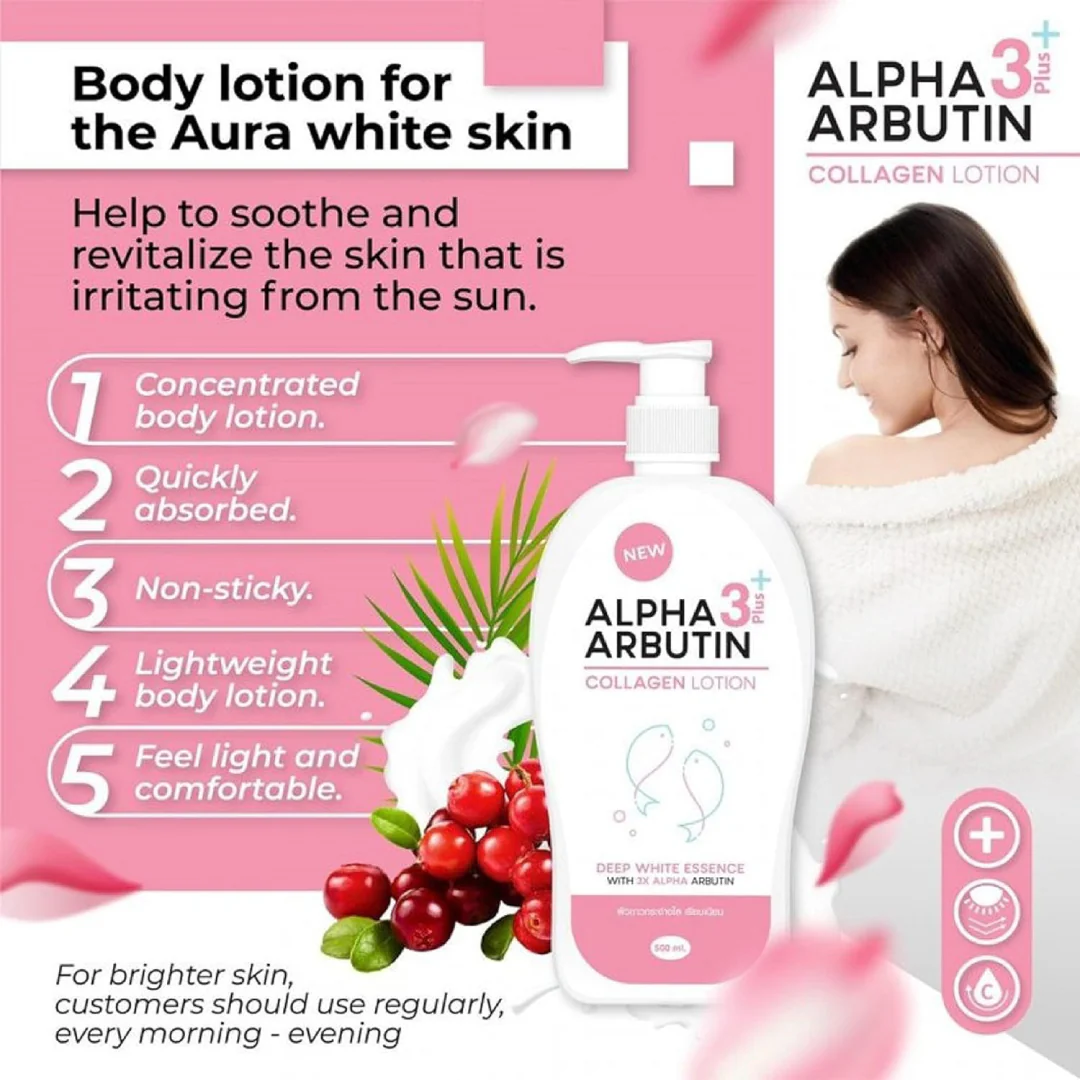 Alpha Arbutin Collagen 3 Plus - COLLAGEN BODY LOTION - 500ml - Image 5