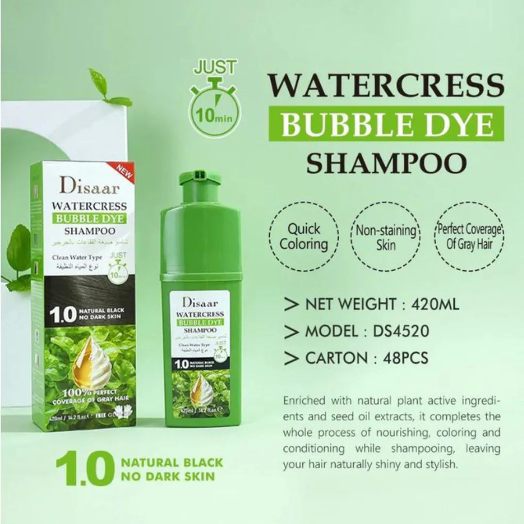 Disaar Shampoing Colorant Rapide pour cheveux, teinte Noir Naturel (1.0) | 420ml - Image 3