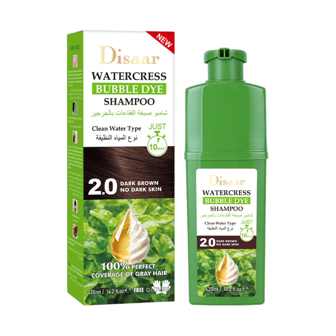 Disaar Shampoing Colorant Rapide pour cheveux, teinte Marron Foncé Naturel (2.0) | 420ml