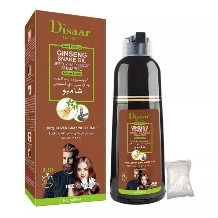 Disaar Haire Care GINSENG SNAKE OIL SPEEDY HAIR COLOR SHAMPOO Natural Brown - 400ml
