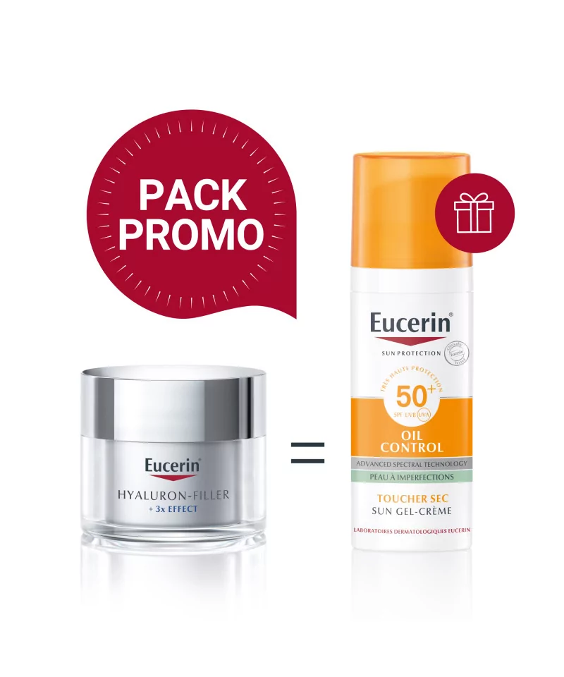 Eucerin Pack Promo Hyaluron-Filler jour 50ml Achete + OIL CONTROL SPF 50+ TOUCHER SEC 50ml Offert - Image 3