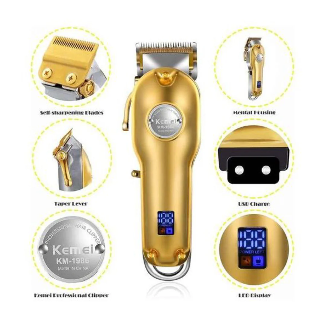 Kemei KM-1986 Tondeuse à cheveux professionnelle sans fil rechargeable silencieuse - Image 3