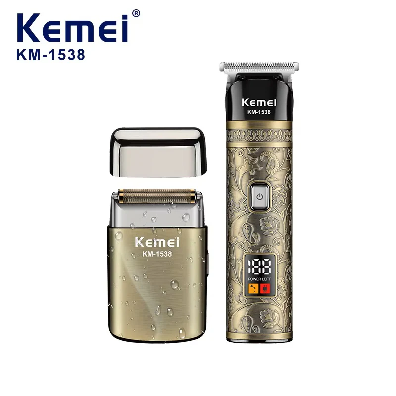 KEMEI km-1538 rasoir électrique ensemble de tondeuse à cheveux métal étanche Usb charge Rechargeable tête rasoir - Image 4
