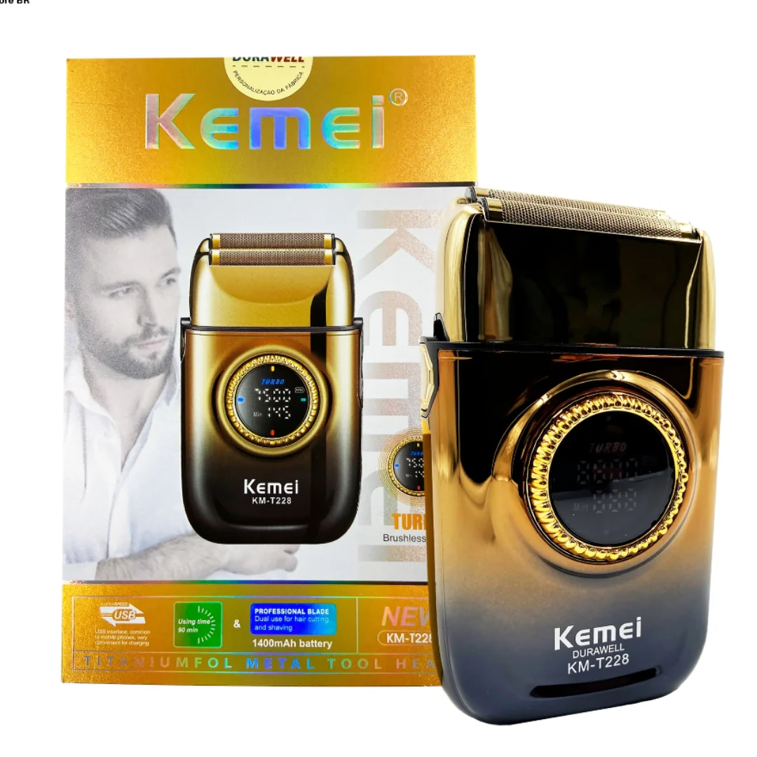 KEMEI KM-T228 Rasoir Electrique a grille pour homme sans fil rechargeable avec écran LED 3vitesses sec et humide - Image 2