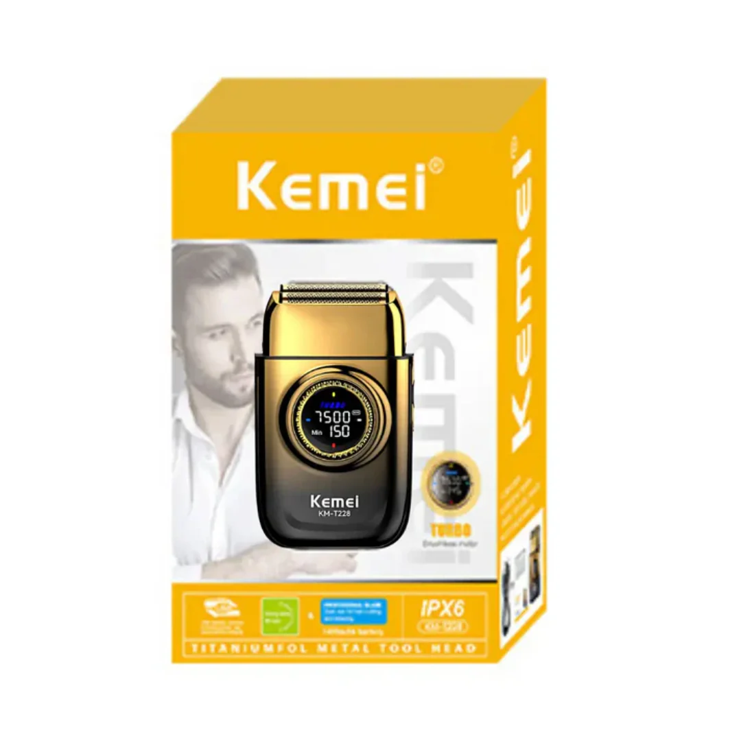 KEMEI KM-T228 Rasoir Electrique a grille pour homme sans fil rechargeable avec écran LED 3vitesses sec et humide - Image 3