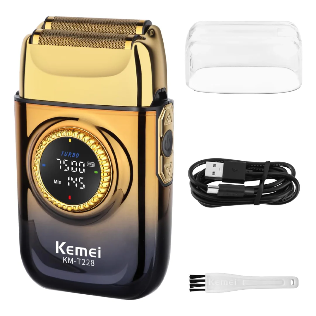 KEMEI KM-T228 Rasoir Electrique a grille pour homme sans fil rechargeable avec écran LED 3vitesses sec et humide - Image 4