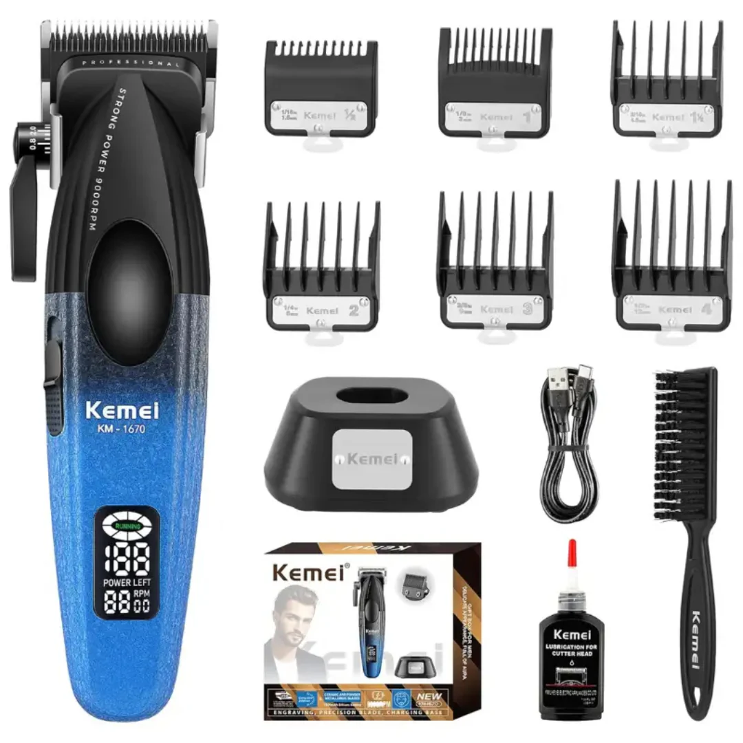 Kemei KM-1670 Tondeuse Professionnelle Sans Fil – 9000 RPM, Écran LED, Batterie Longue Durée - Image 2