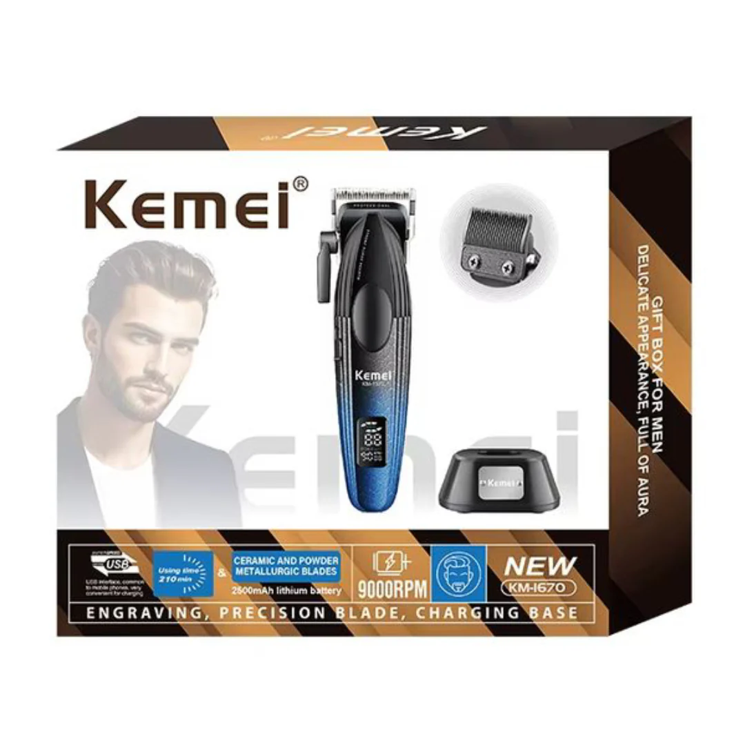 Kemei KM-1670 Tondeuse Professionnelle Sans Fil – 9000 RPM, Écran LED, Batterie Longue Durée - Image 3