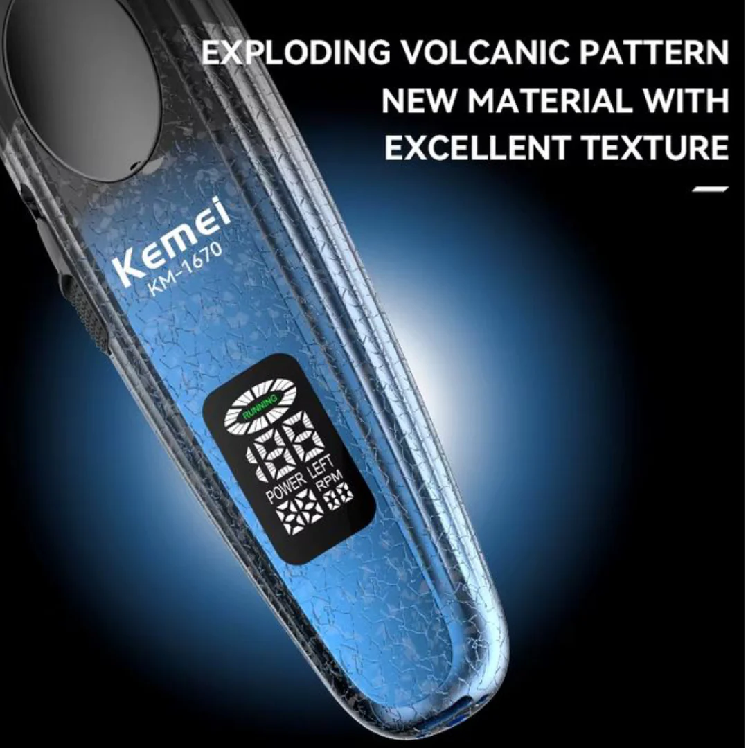 Kemei KM-1670 Tondeuse Professionnelle Sans Fil – 9000 RPM, Écran LED, Batterie Longue Durée - Image 6
