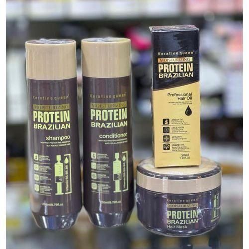 KERATINE QUEEN PACK Protein Brazilian Shampoing 250ml + Conditionner 250ml + Masque 200ml + Huile 50ml.